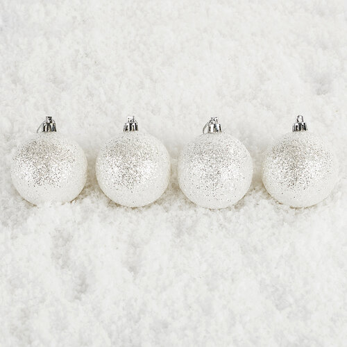 Dekor - Vianočná guľka 2,5 biela glitter