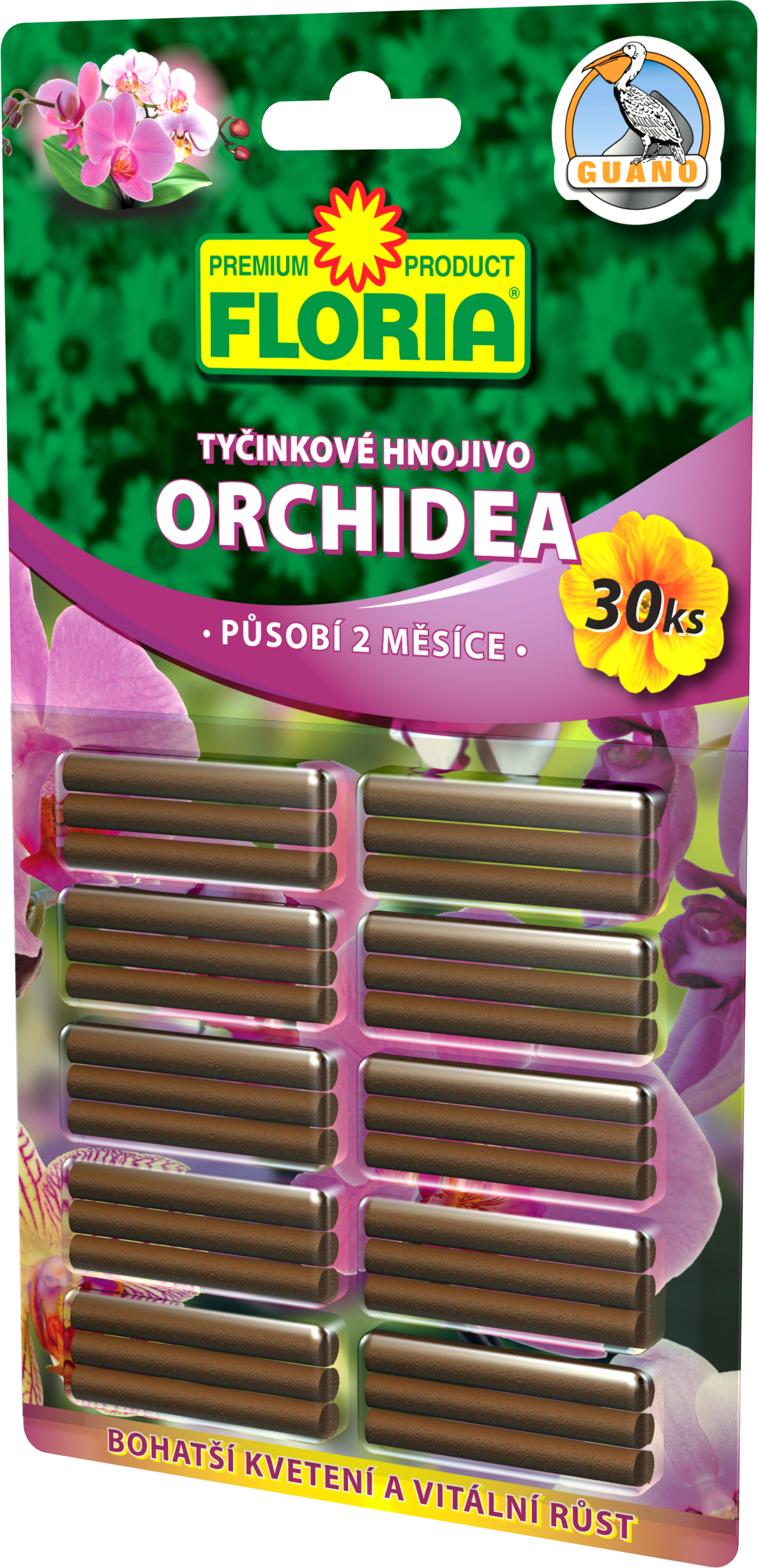 Tyčinkové hnojivo na ORCHIDEY (30 tyč.)