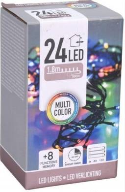 Svetlo vianočné 24 LED farebné s časovač