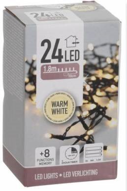 Svetlo vianočné 24 LED teplé biele s čas