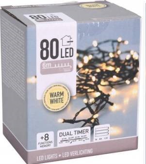 Svetlo vianočné 80LED teplé biele s časo